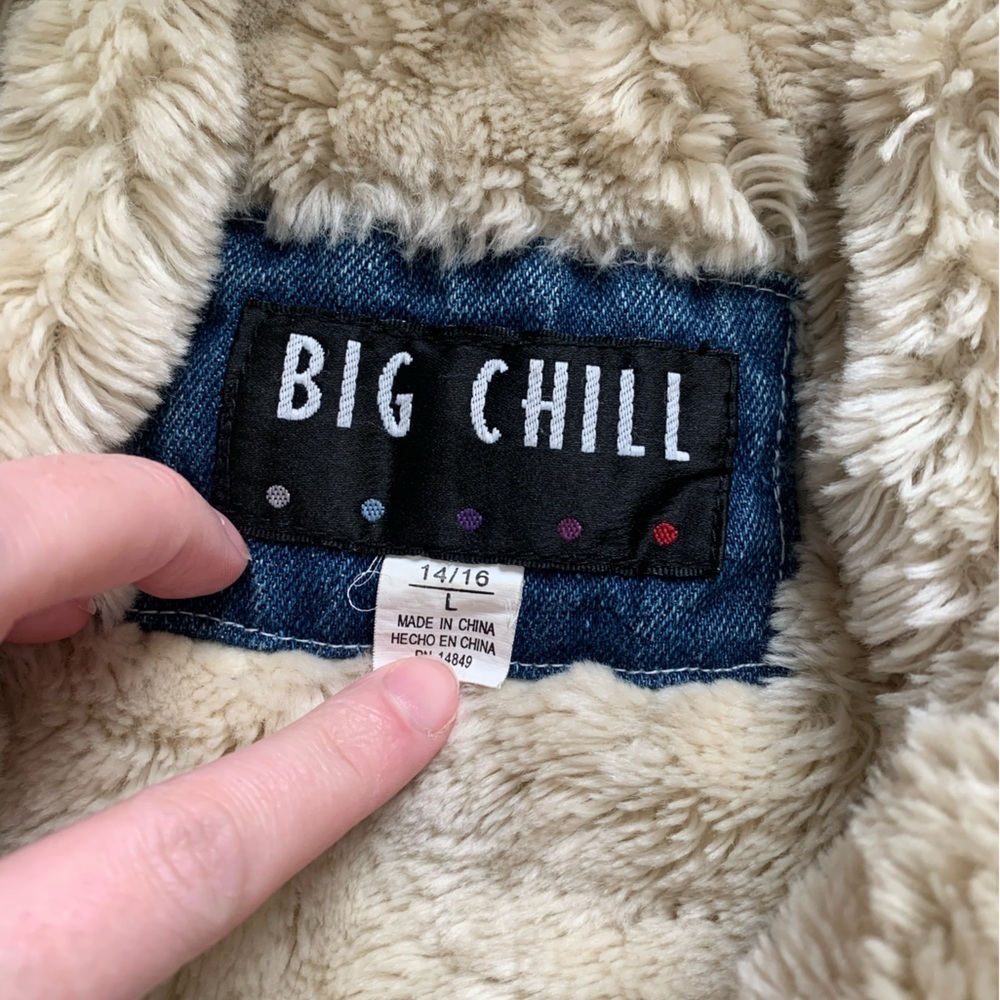 Big Chill Blue Denim vintage Jacket with Cream Faux Fur - Picture 2 of 13